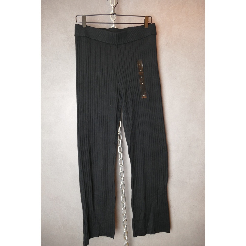 Banana Republic Ribbed Knit Pants Black Wide Leg Lounge New with Tags Small‎ S